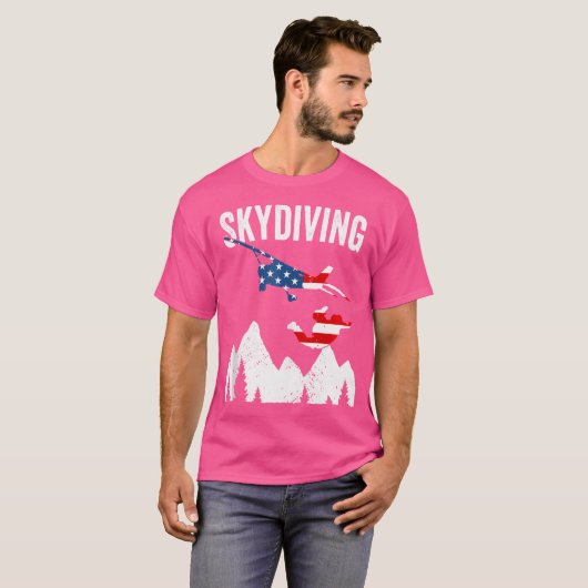 Skydiver Jump van de planeet Vlag ons Skydiving T-shirt (Voorkant volledig)