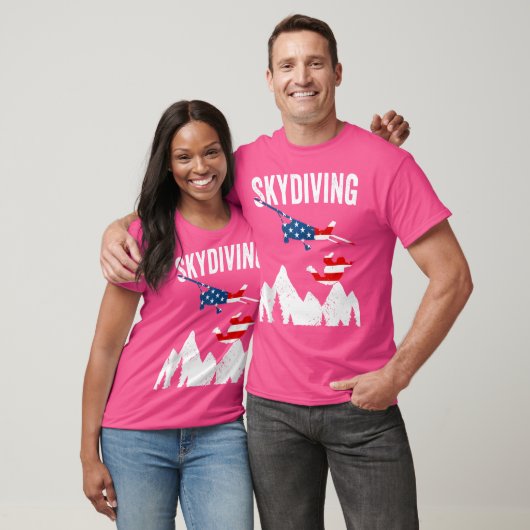 Skydiver Jump van de planeet Vlag ons Skydiving T-shirt (Unisex)