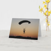 Skydiver Parachute at Sunset Sky Diver Kaart (Gele Bloem)