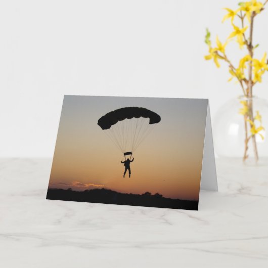 Skydiver Parachute at Sunset Sky Diver Kaart (Gele Bloem)