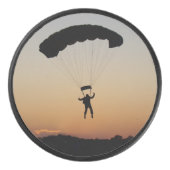 Skydiver Parachute bij Sunset Hockey Puck (Voorkant)