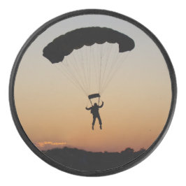 Skydiver Parachute bij Sunset Hockey Puck