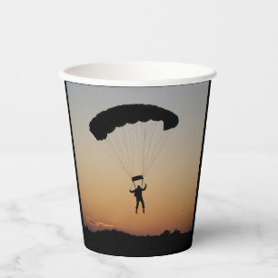 Skydiver Parachute bij Sunset Papieren Bekers