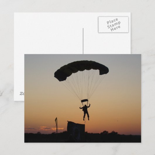 Skydiver Parachute bij Sunset Sky Diver Briefkaart (Voorkant / Achterkant)