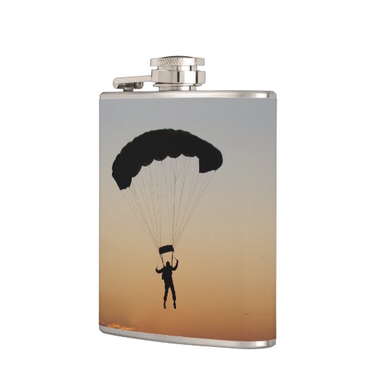 Skydiver Parachute bij Sunset Sky Diver Heupfles (Links)