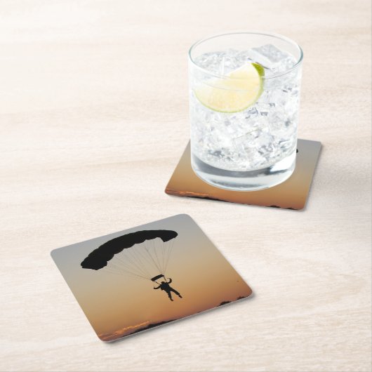 Skydiver Parachute bij Sunset Sky Diver Kartonnen Onderzetters (Insitu)