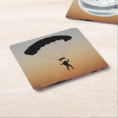 Skydiver Parachute bij Sunset Sky Diver Kartonnen Onderzetters (Schuin)