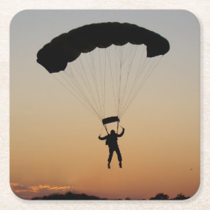 Skydiver Parachute bij Sunset Sky Diver Kartonnen Onderzetters