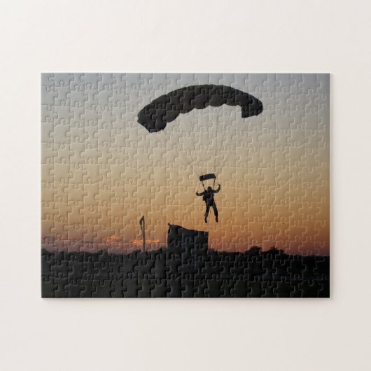 Skydiver Parachute bij Sunset Sky Diver Legpuzzel (Horizontaal)