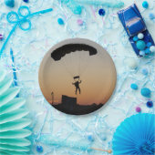 Skydiver Parachute bij Sunset Sky Diver Papieren Bordje (Feest)
