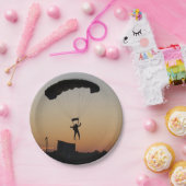 Skydiver Parachute bij Sunset Sky Diver Papieren Bordje (Feest)