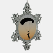Skydiver Parachute bij Sunset Sky Diver Tin Sneeuwvlok Ornament (Links)