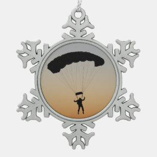 Skydiver Parachute bij Sunset Sky Diver Tin Sneeuwvlok Ornament