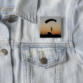 Skydiver Parachute bij Sunset Sky Diver Vierkante Button 5,1 Cm (In situ)