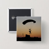 Skydiver Parachute bij Sunset Sky Diver Vierkante Button 5,1 Cm (Voorkant /achterkant)