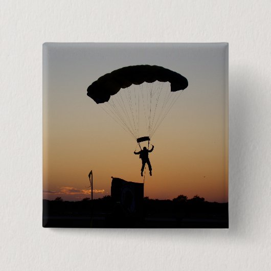 Skydiver Parachute bij Sunset Sky Diver Vierkante Button 5,1 Cm (Voorkant)