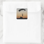 Skydiver Parachute bij Sunset Sky Diver Vierkante Sticker (Tas)