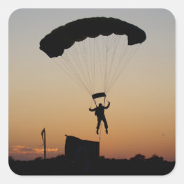 Skydiver Parachute bij Sunset Sky Diver Vierkante Sticker