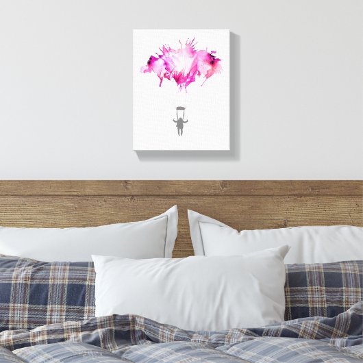 Skydiver Parachute Skydiving Parachuting Art Gift Canvas Afdruk (Insitu (Slaapkamer))