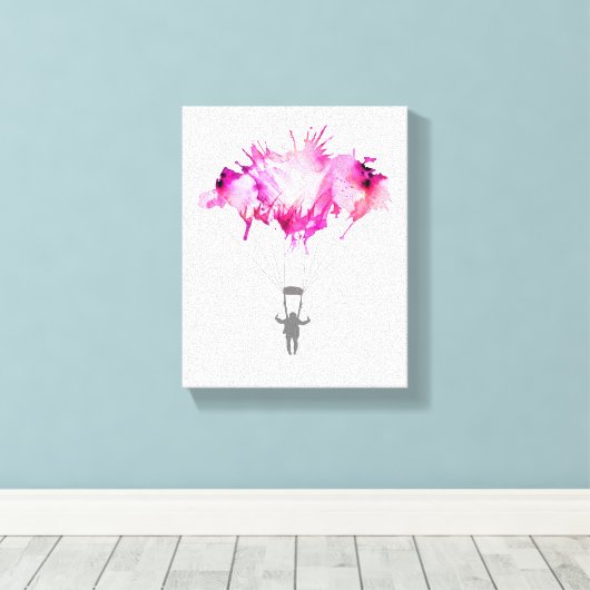 Skydiver Parachute Skydiving Parachuting Art Gift Canvas Afdruk (Insitu (Houten vloer))