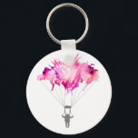 Skydiver Parachute Skydiving Parachuting Art Gift Sleutelhanger<br><div class="desc">Skydiver, Parachute. Parachuting Sport. Skydiving. Illustratie waterverf kunst. Sleutelhanger, Sleutelhanger. Dit skydiving t-shirt met de waterverf parachutist maakt een schattig geschenk voor een hemelduikende vrouw of meisje. Parachutist die aan een waterverf hangt, spetst de wolk van felroze kleurenschaduwen. Geweldige, prachtige illustratiekunst. Maakt een perfect verjaardagsgeschenk voor kerstcadeautjes voor kunstliefhebbers en...</div>
