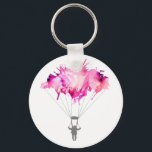 Skydiver Parachute Skydiving Parachuting Art Gift Sleutelhanger<br><div class="desc">Skydiver, Parachute. Parachuting Sport. Skydiving. Illustratie waterverf kunst. Sleutelhanger, Sleutelhanger. Dit skydiving t-shirt met de waterverf parachutist maakt een schattig geschenk voor een hemelduikende vrouw of meisje. Parachutist die aan een waterverf hangt, spetst de wolk van felroze kleurenschaduwen. Geweldige, prachtige illustratiekunst. Maakt een perfect verjaardagsgeschenk voor kerstcadeautjes voor kunstliefhebbers en...</div>