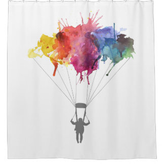 Skydiver Parachute. Skydiving Parachuting. Douchegordijn
