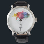 Skydiver, Parachute. Skydiving Sport. Parachuting Horloge<br><div class="desc">Skydiver,  parachute. Parachutesport. Skydiving. Waterverf Kunstillustratie. Skydiver Watch. Dit skydiving t-shirt met de waterverf parachutist maakt een leuk cadeau voor een sky diving vrouw of man of iemand die gewoon houdt van deze geweldige "hemelse" sport of is in pop cultuur kunst. Parachutist hangen aan een kleurrijke waterverf splash cloud.</div>