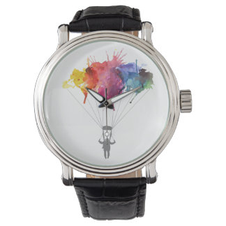 Skydiver, Parachute. Skydiving Sport. Parachuting Horloge