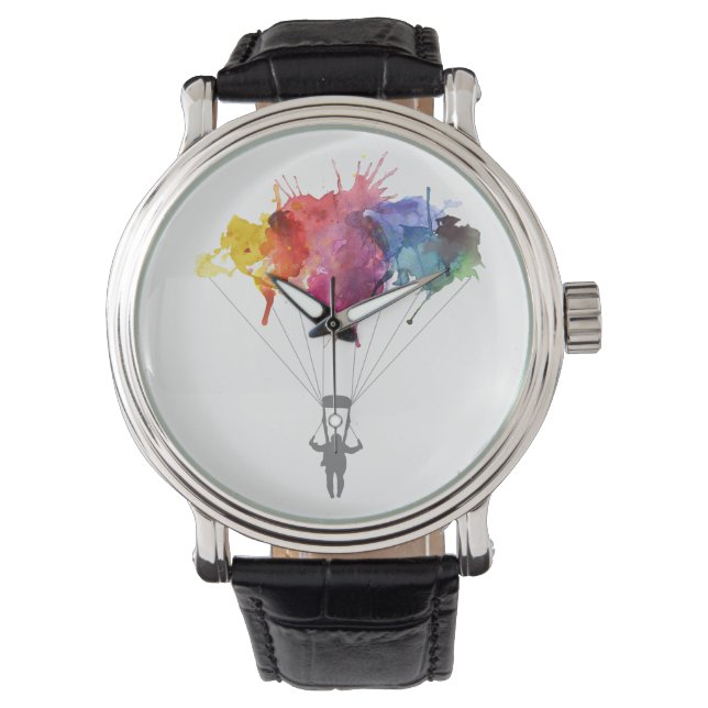 Skydiver, Parachute. Skydiving Sport. Parachuting Horloge (Voorkant)