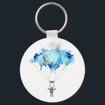 Skydiver, Parachute. Skydiving Sport. Parachuting Sleutelhanger<br><div class="desc">Skydiver,  Parachute. Parachuting Sport. Skydiving. Illustratie waterverf kunst. Sleutelhanger,  Sleutelhanger. Dit skydiving t-shirt met de waterverf parachutist maakt een schattig geschenk voor een hemelduikende vrouw of man of iemand die gewoon van deze geweldige "hemelvaardige" sport houdt. Parachutist die aan een kleurrijke waterverf rondhangt.</div>