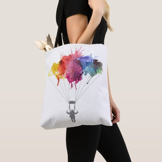 Skydiver, Parachute. Skydiving Sport. Parachuting Tote Bag (Dichtbij)