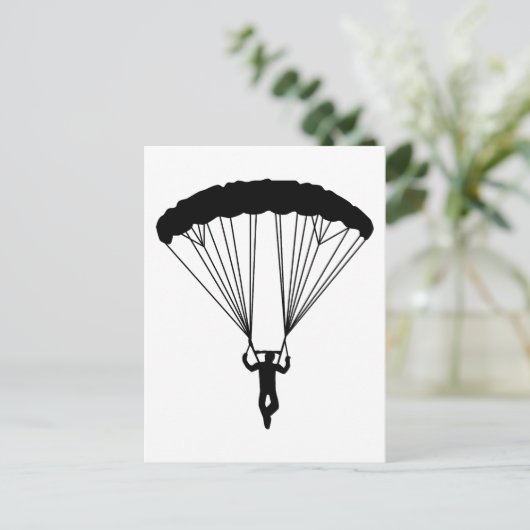 skydiver silhouet briefkaart (Staand voorkant)