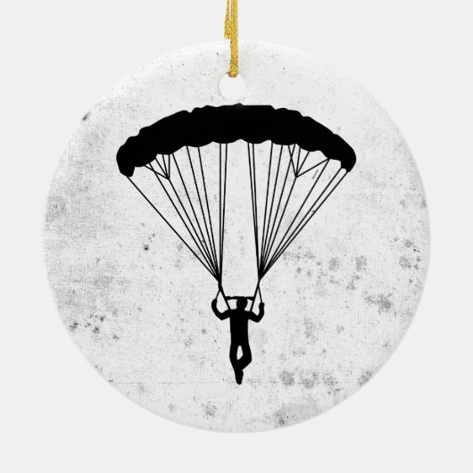 skydiver silhouet keramisch ornament (Achterkant)