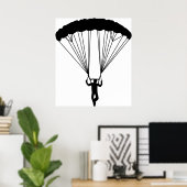 skydiver silhouet poster (Thuiskantoor)