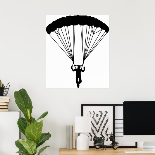 skydiver silhouet poster (Thuiskantoor)