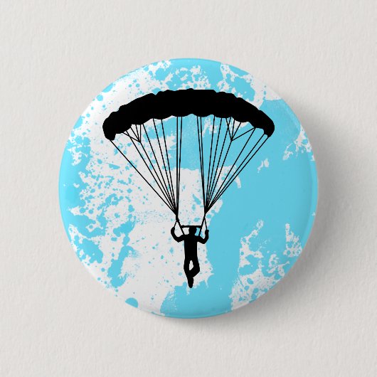 skydiver silhouet ronde button 5,7 cm (Voorkant)