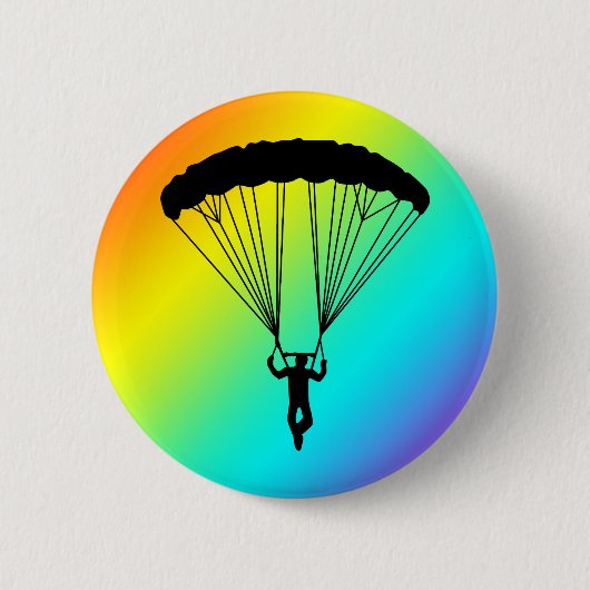 skydiver silhouet ronde button 5,7 cm (Voorkant)