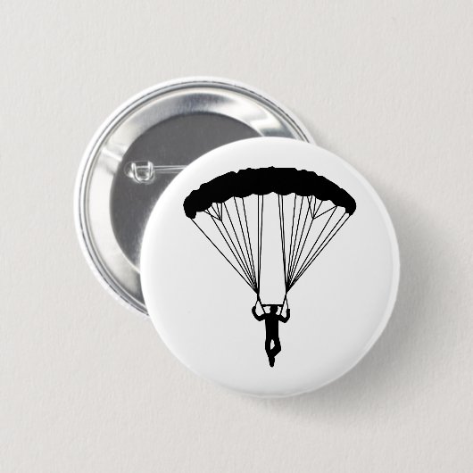 skydiver silhouet ronde button 5,7 cm (Voorkant /achterkant)