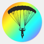 skydiver silhouet ronde sticker (Voorkant)