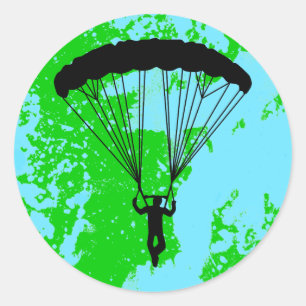 skydiver silhouet ronde sticker