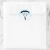 skydiver silhouet ronde sticker (Tas)