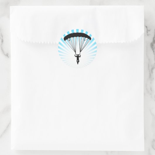 skydiver silhouet ronde sticker (Tas)