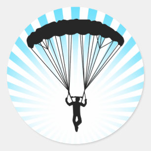 skydiver silhouet ronde sticker
