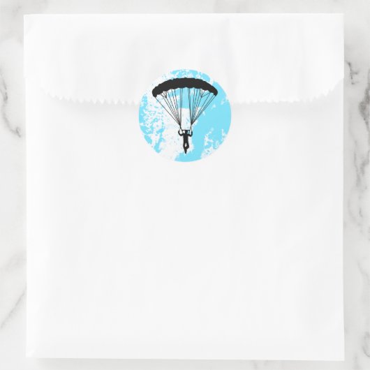skydiver silhouet ronde sticker (Tas)