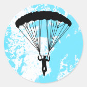 skydiver silhouet ronde sticker (Voorkant)