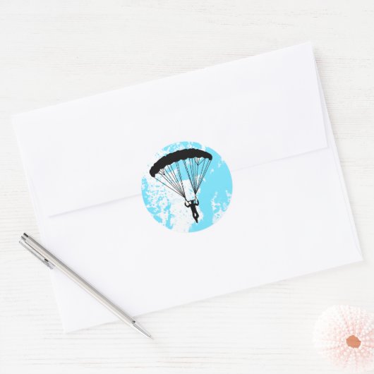 skydiver silhouet ronde sticker (Envelop)