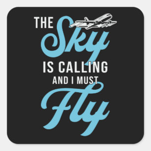 Skydiver The Sky Is Calling And I Must Fly Vintage Vierkante Sticker