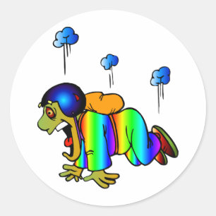Skydiver vallen met gesloten parachute - oh ronde sticker