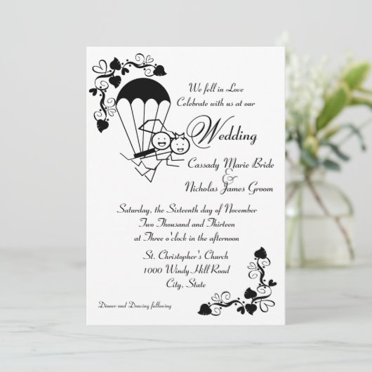 Skydiver Wedding Kaart (Staand voorkant)